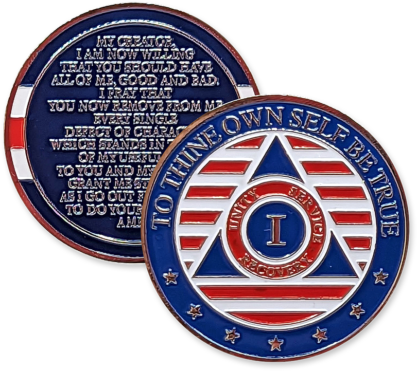 3-Pack Patriotic AA Chips: Select Any 3 Years, 1-50 Years Sobriety