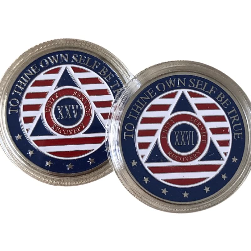 3-Pack Patriotic AA Chips: Select Any 3 Years, 1-50 Years Sobriety