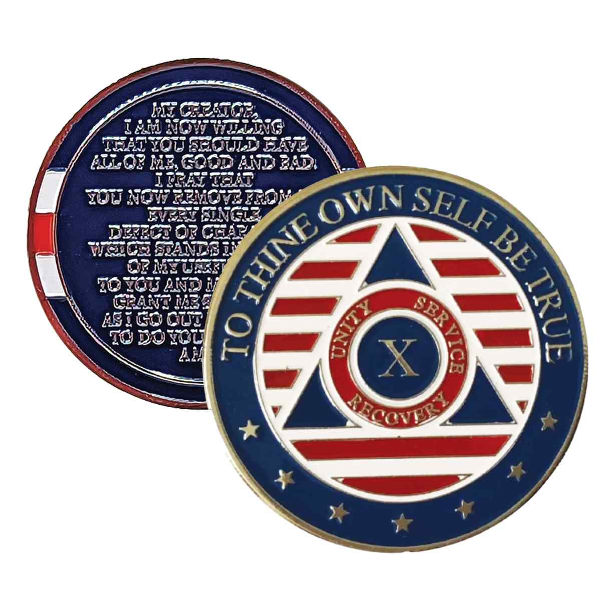 3-Pack Patriotic AA Chips: Select Any 3 Years, 1-50 Years Sobriety