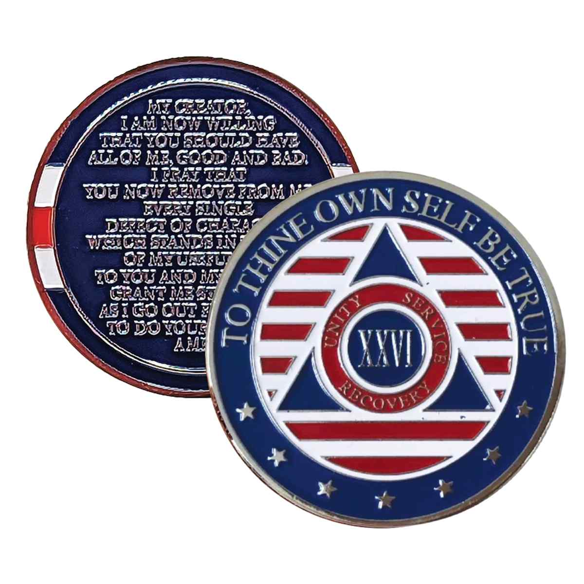 3-Pack Patriotic AA Chips: Select Any 3 Years, 1-50 Years Sobriety