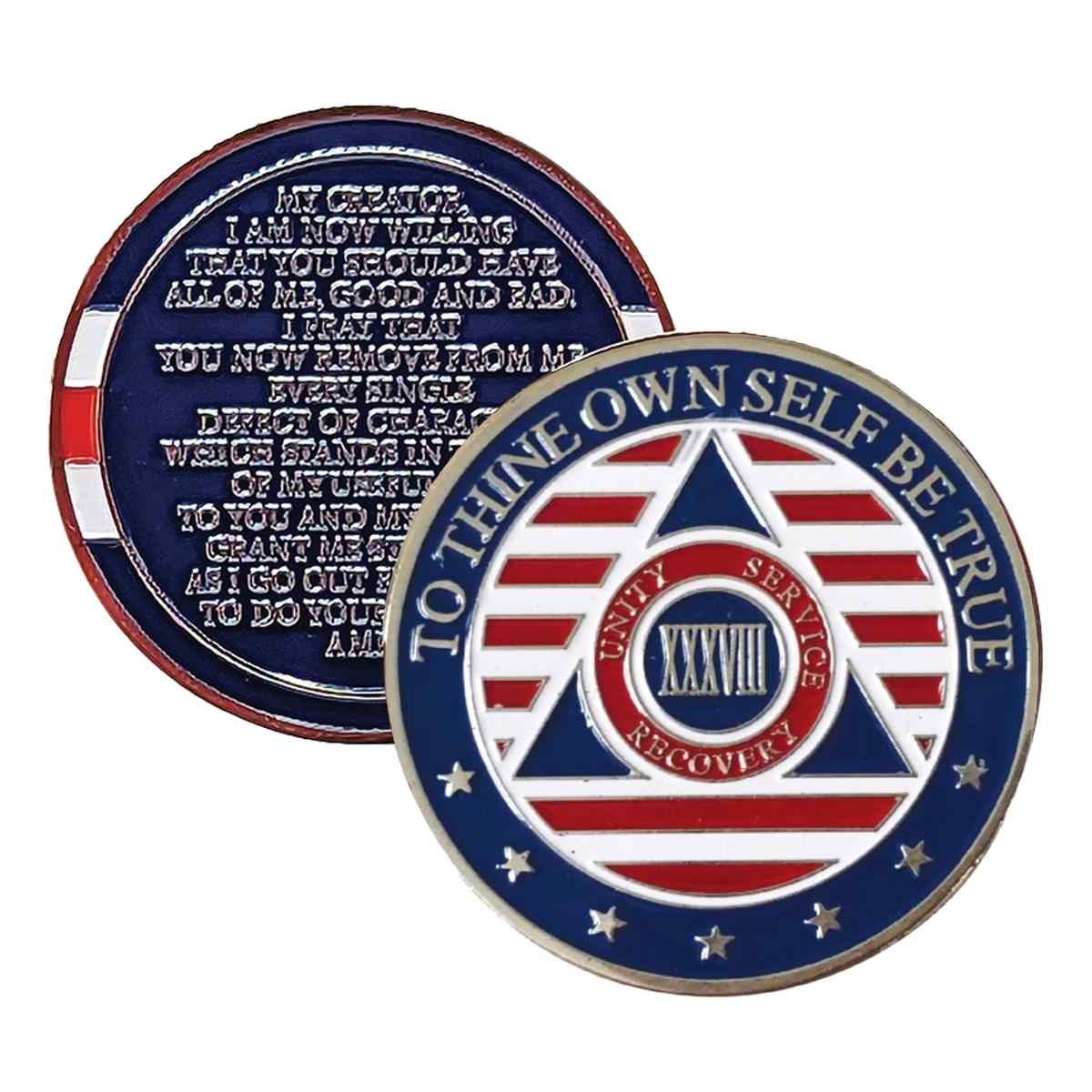 3-Pack Patriotic AA Chips: Select Any 3 Years, 1-50 Years Sobriety