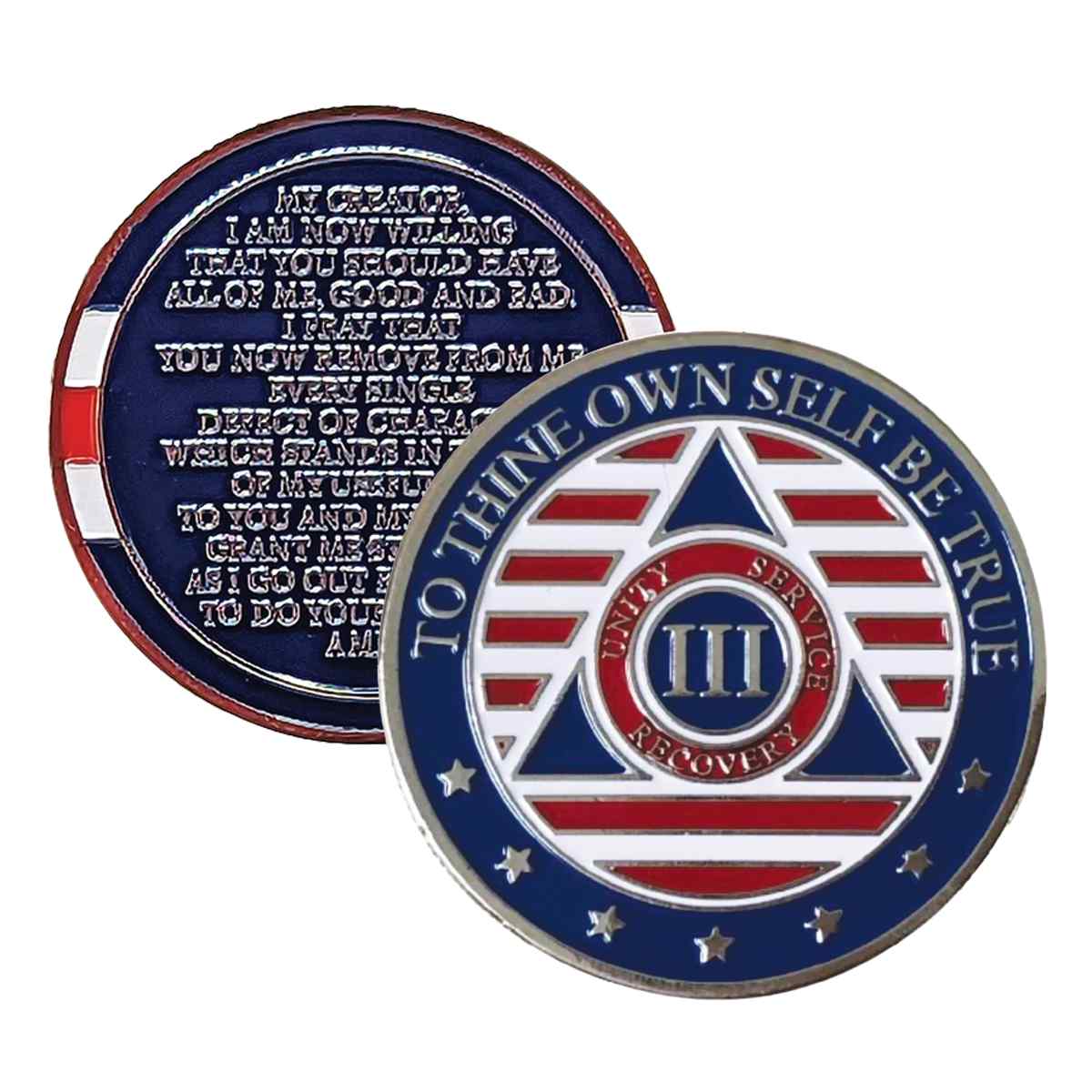 3-Pack Patriotic AA Chips: Select Any 3 Years, 1-50 Years Sobriety