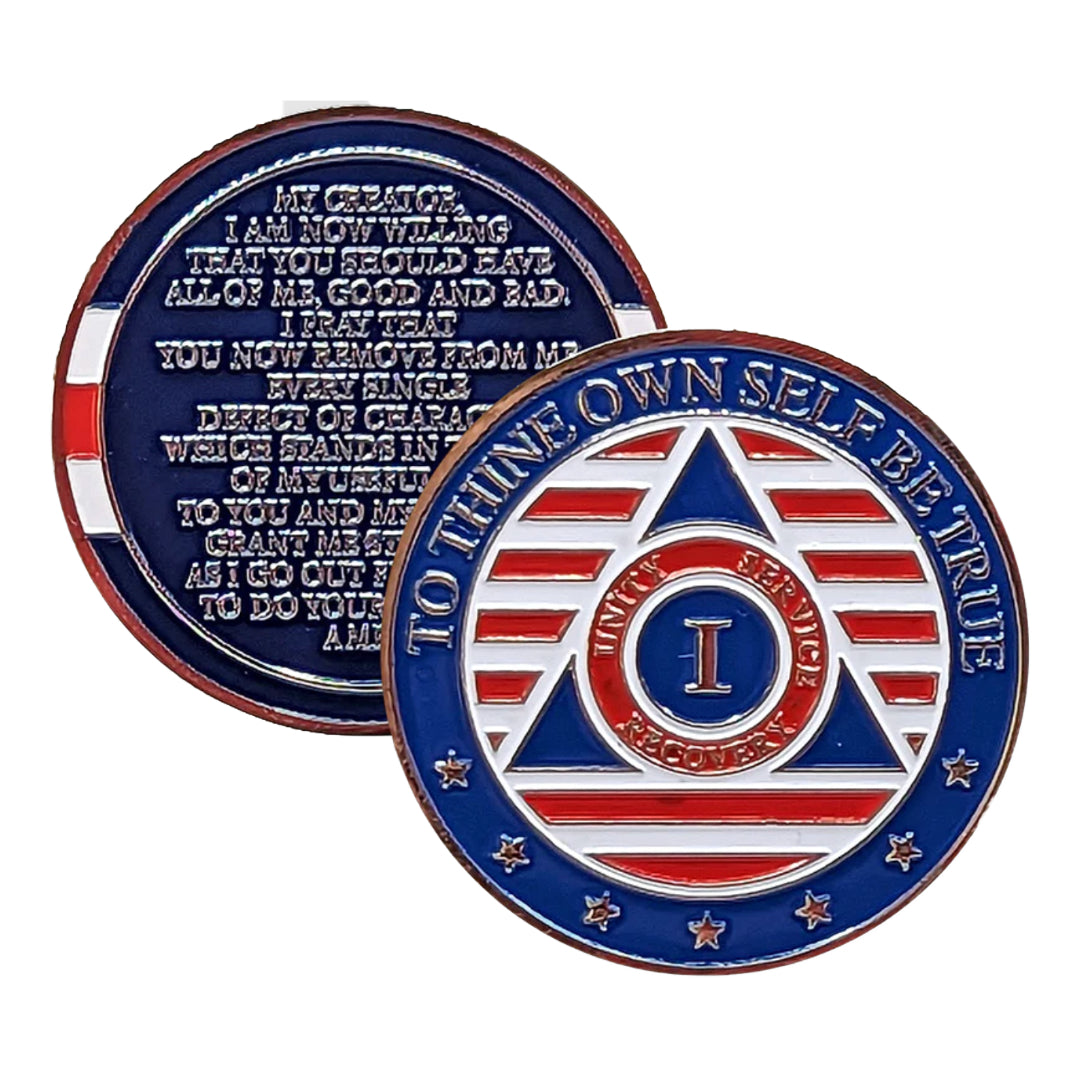 Patriotic AA Coin 1-50yrs Sobriety Chip