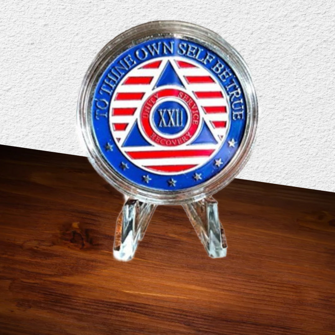 Patriotic AA Coin 1-50yrs Sobriety Chip