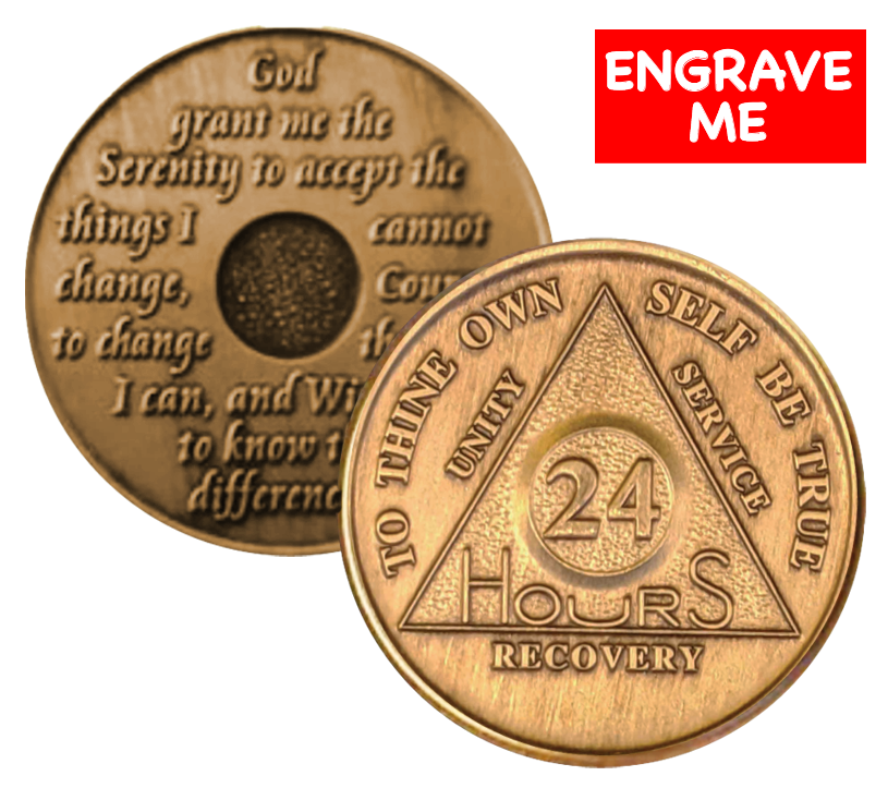 Bronze AA Coin 24hr-60yrs Sobriety Chip