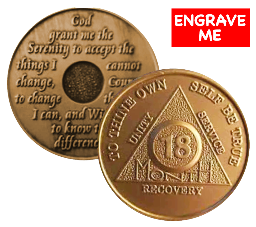 Bronze AA Coin 1-18 Months Sobriety Chip