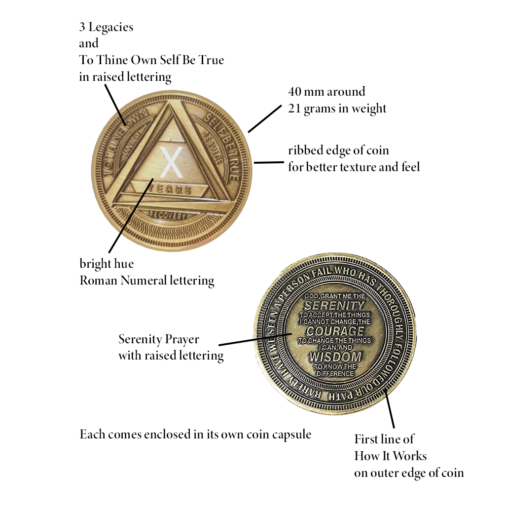 Bronze AA Coin 24hrs to 11 months Sobriety Chip