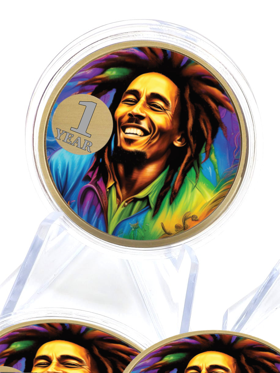 Celebrate Recovery with the Spirit of Bob Marley – Sobriety Coin Choose your month or year...Includes Gift Box