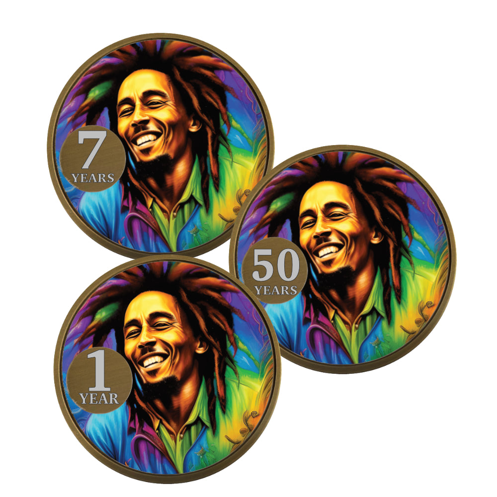 Celebrate Recovery with the Spirit of Bob Marley – Sobriety Coin Choose your month or year...Includes Gift Box