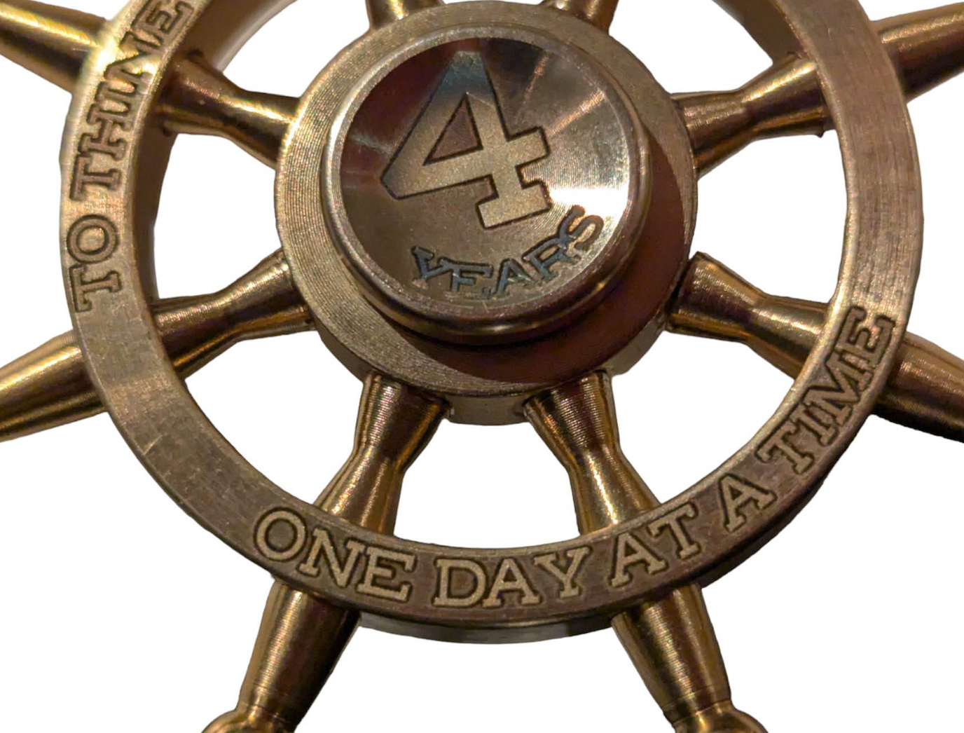 Custom AA Captain's Wheel Fidget Spinner - Unique Sobriety Anniversary Gift with Engraving