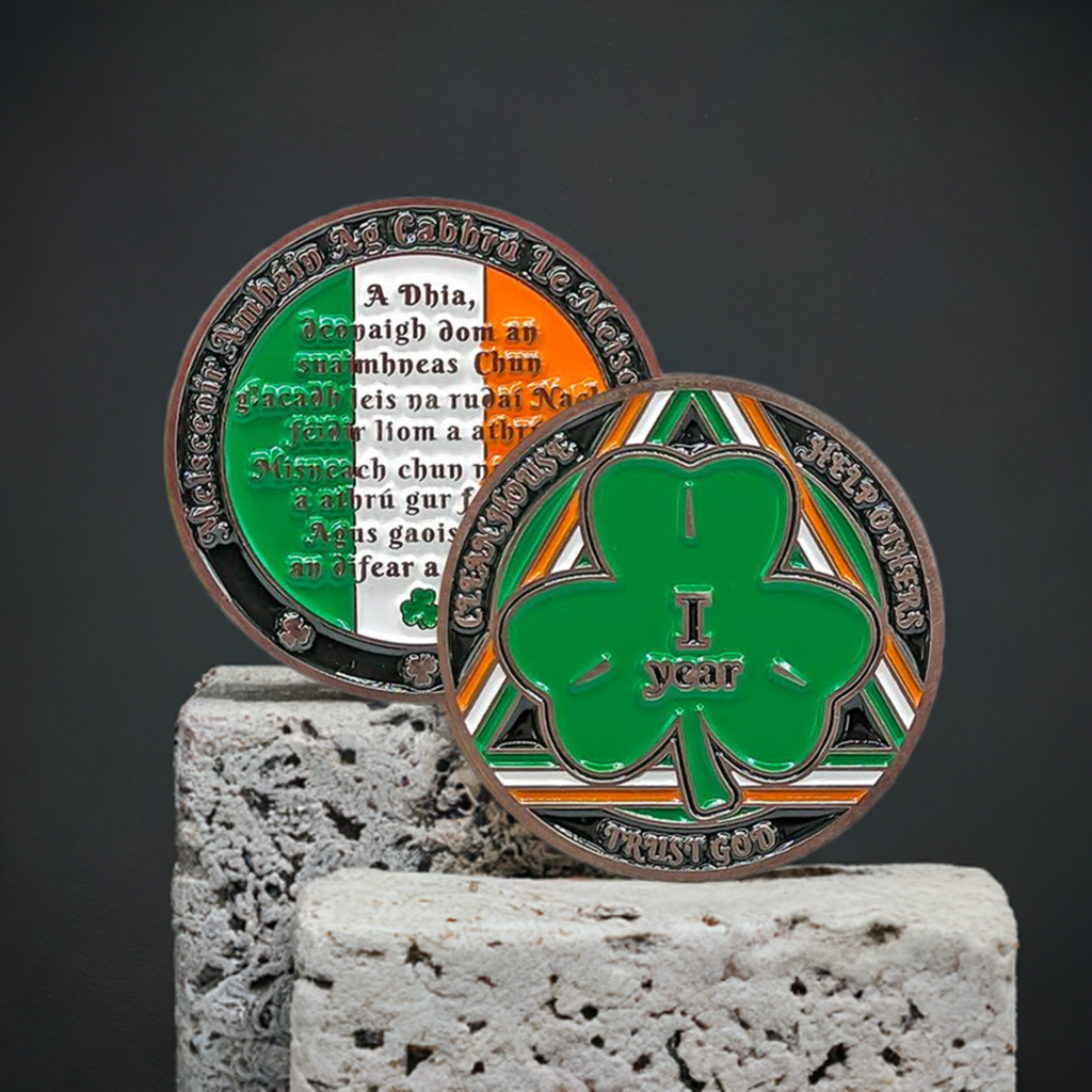 Irish Shamrock AA Coin 1-50yrs Sobriety Chip