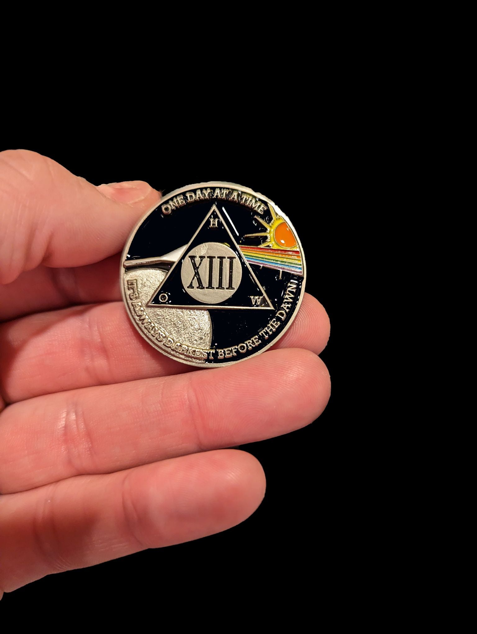 Sun & Moon AA Coin 24hr-11 Months Sobriety Chip