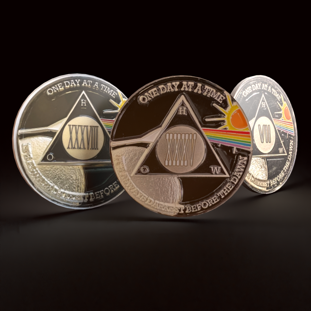 Sun & Moon AA Coin 24hr-11 Months Sobriety Chip