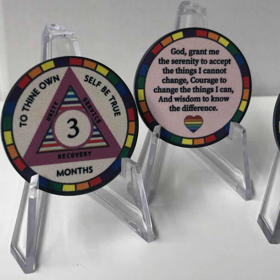 12-Pack Rainbow AA Monthly Chips: Celebrate Sobriety from 24 Hours to 11 Months