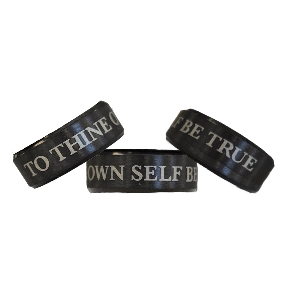 To Thine Own Self Be True Ring – Matte Black Stainless Steel Recovery Band