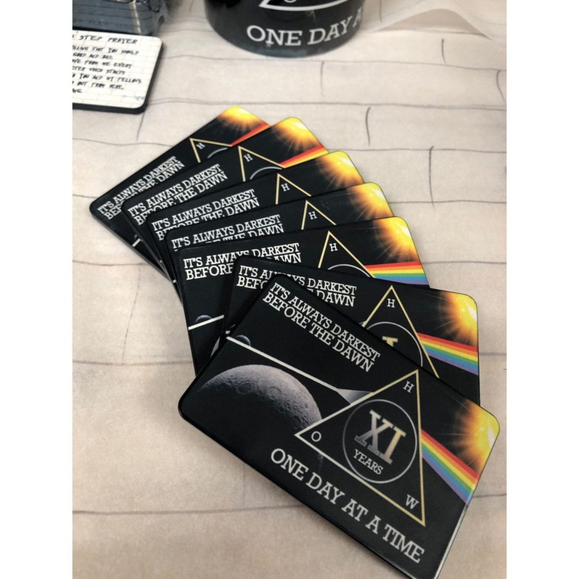 3-Pack Dark Side Moon AA Rectangular Chips: Select Any 3 Years, 1-50 Years Sobriety